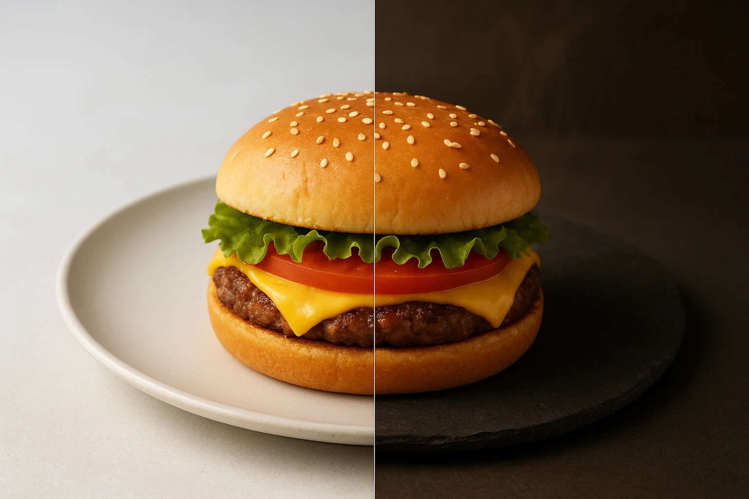 Before/after of a basic phone photo transformed into a polished, on-brand image