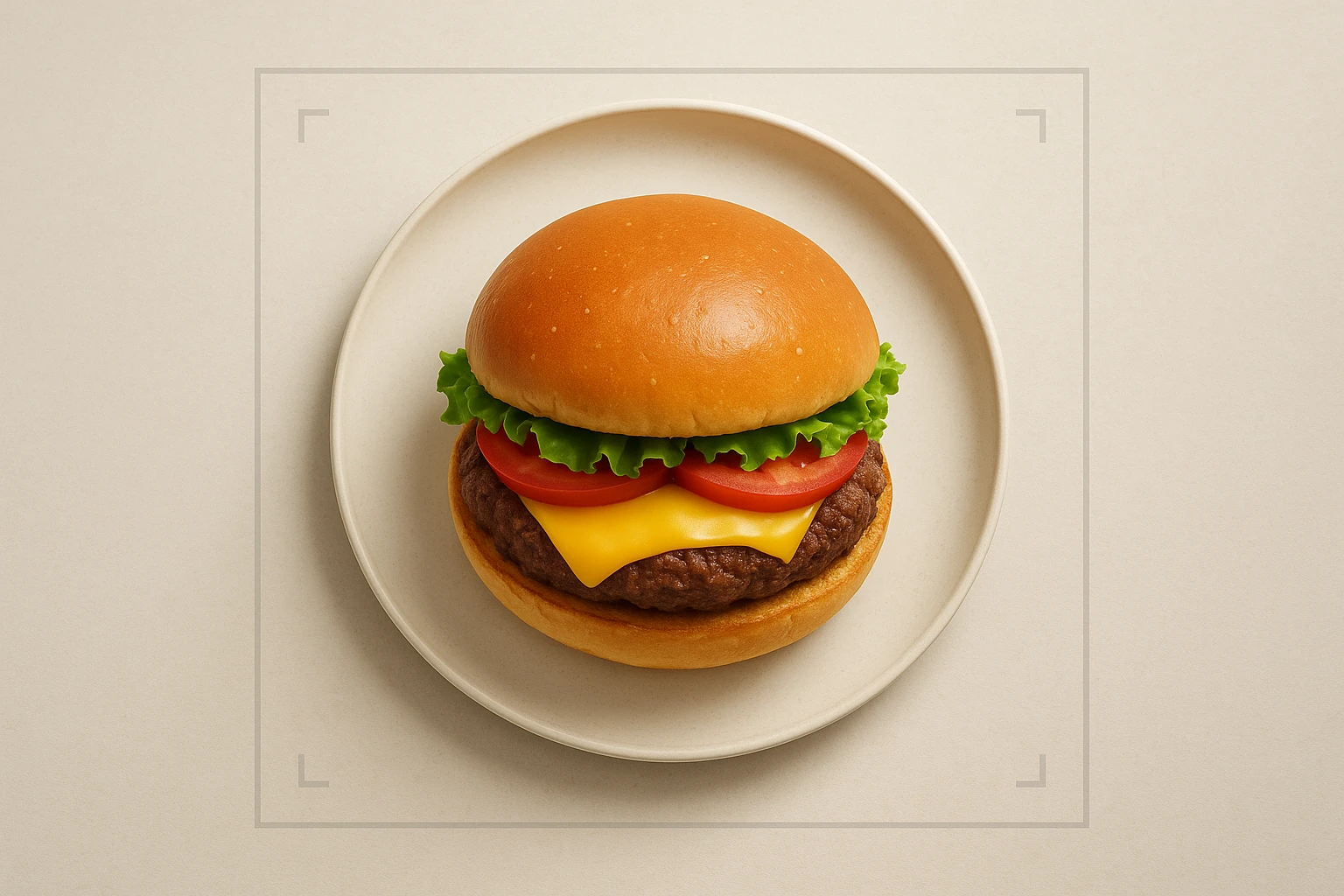 Crop-safe burger image with generous margins and simple background