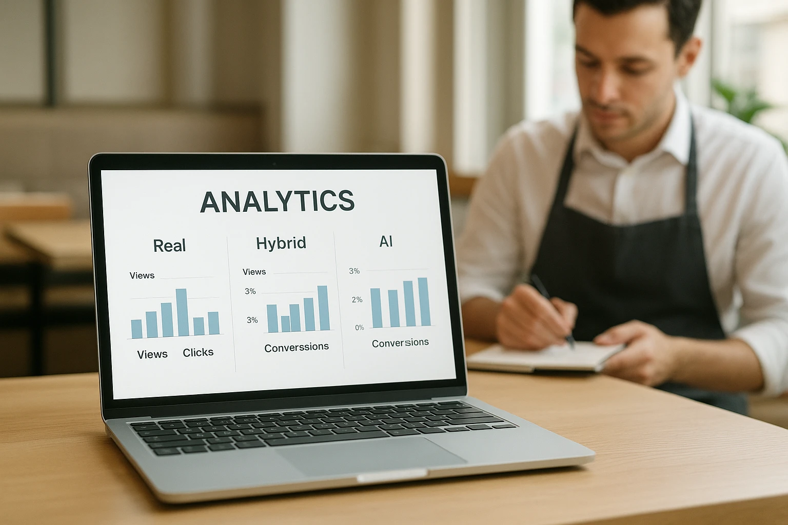 Dashboard-style view showing performance metrics for real, hybrid, and AI food images side by side.